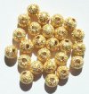 25 8mm Round Gold Metal Stardust Beads
